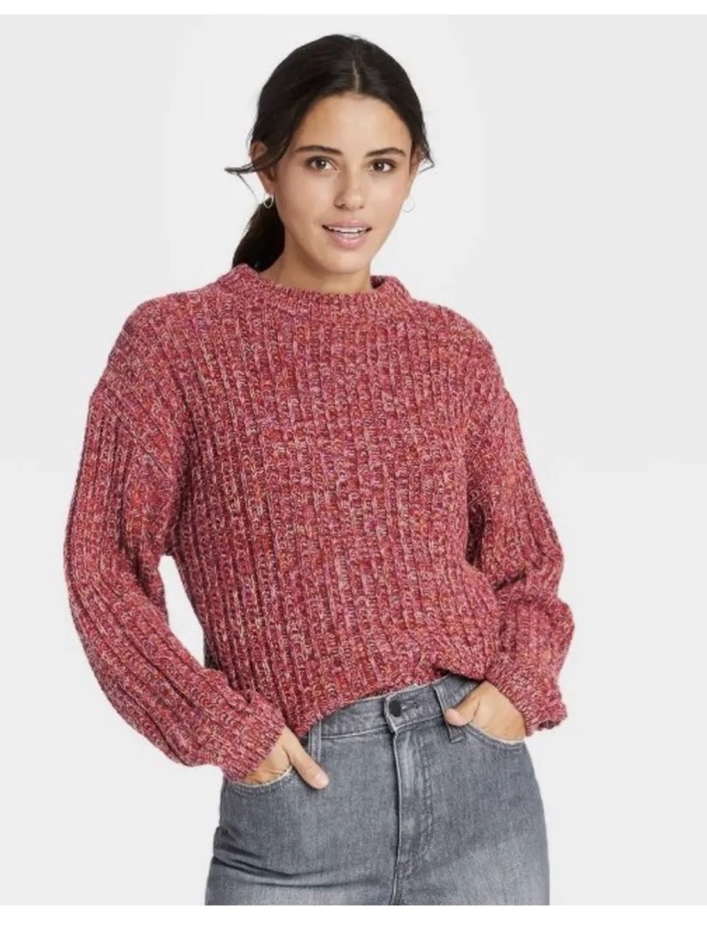 Universal Thread Marled Rose Ribbed Turtleneck Sweater